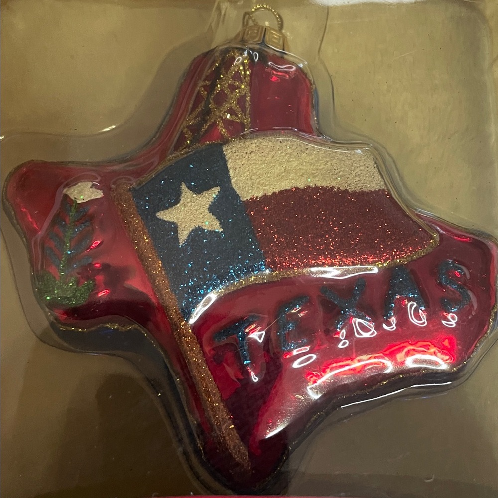 NIB Rare Vintage State of Texas Fitz and Floyd Glass Ornament - Picture 2 of 6